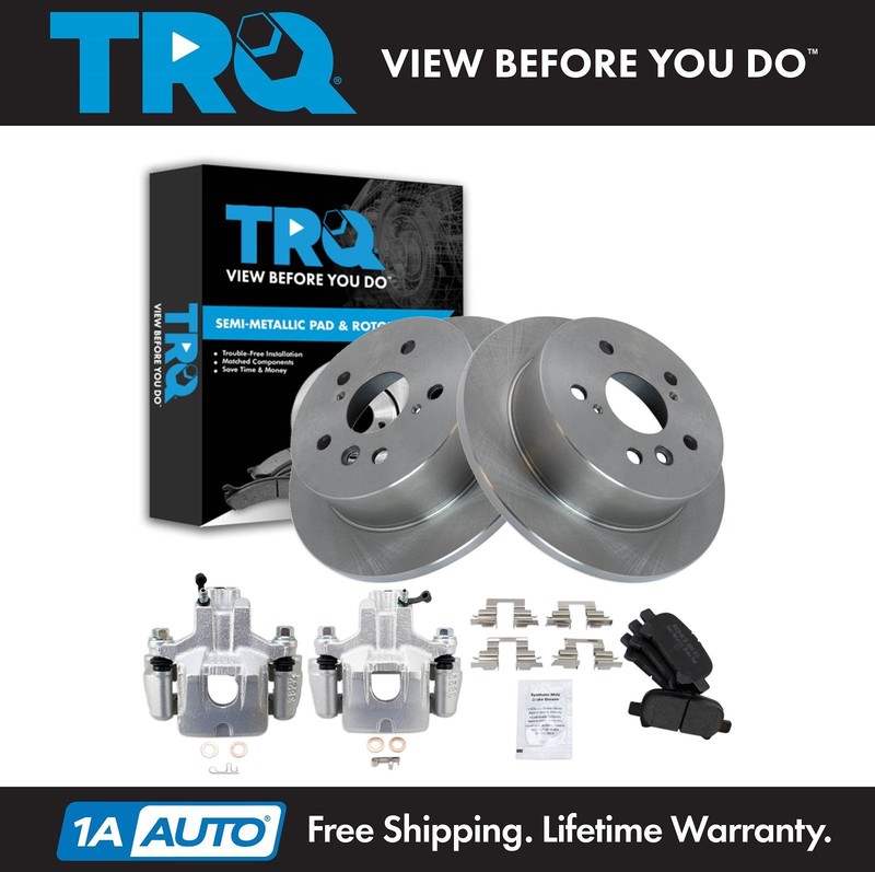 TRQ Rear Brake Pad & Rotor Kit Semi-Metallic Fits 2005 Toyota Avalon