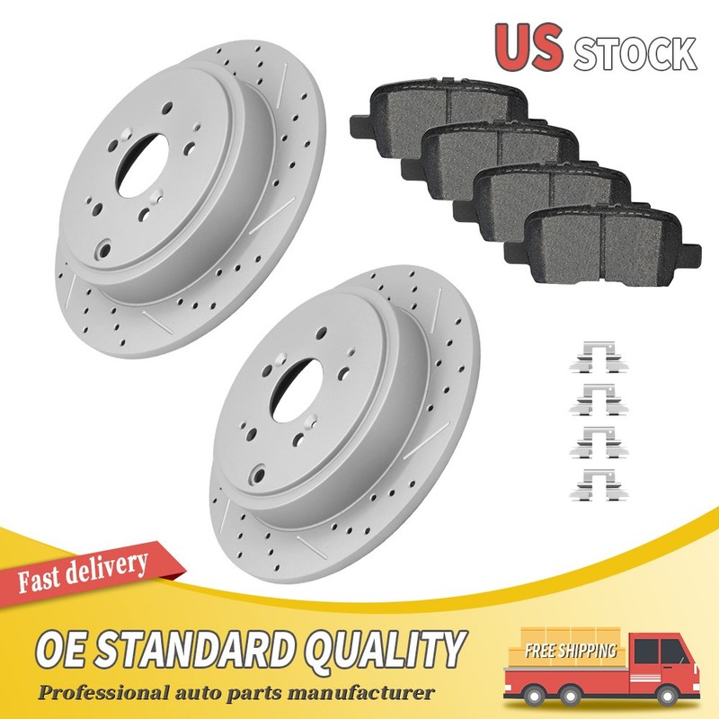 Rear Drilled Brake Rotor Ceramic Brake Pad For Acura MDX Honda Pilot 2001-2008