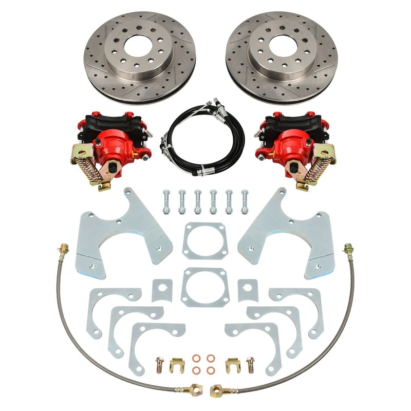 Rear Disc Brake Kit 10" 12" Bolt w/ Red Caliper For 1964-1972 Chevelle El Camino