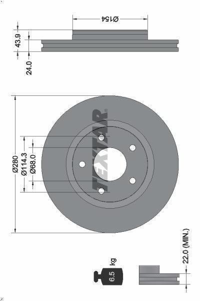 1X Brake Disc Textar 92232205 for Nissan Juke (F15) 1.2 2014-2019 gallery