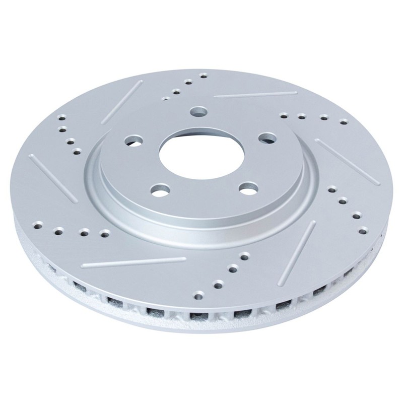 TRQ Ceramic Brake Pads & Performance Drilled Slotted Rotor Kit Front Rear gallery
