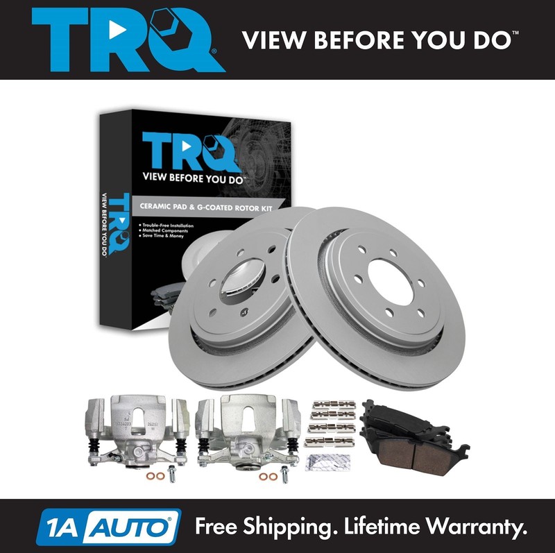 TRQ Rear Brake Calipers Ceramic Pads & Rotors Fits 2015-2017 Ford F-150