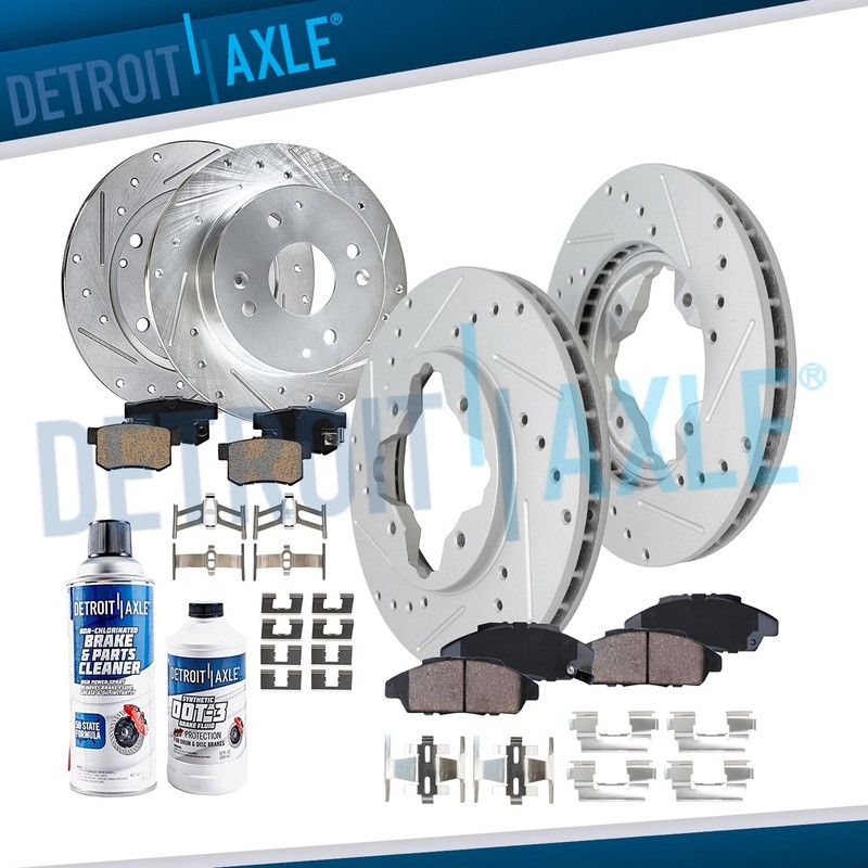 Front & Rear Brake Rotors + Brake Pads for Honda Accord Rotor Drilled Brakes Kit