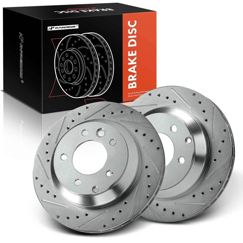 2x Drilled Brake Rotor Rear for Audi Q7 07-15 Porsche Cayenne Volkswagen Touareg