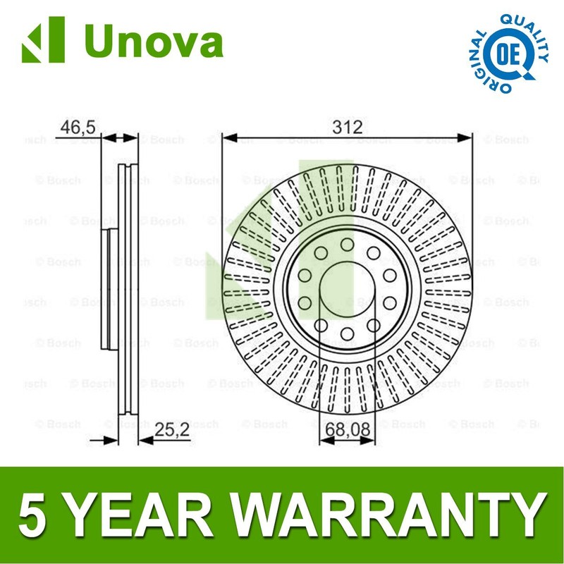 Brake Disc Front Unova Fits VW Passat 2000-2005 Skoda Superb 2001-2008