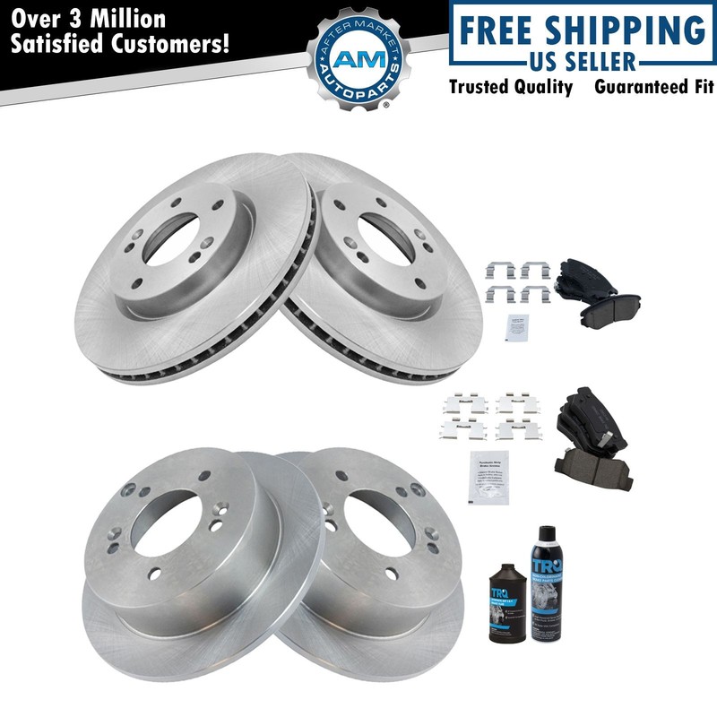 Front & Rear Ceramic Brake Pad & Disc Rotor Kit w/Chemicals