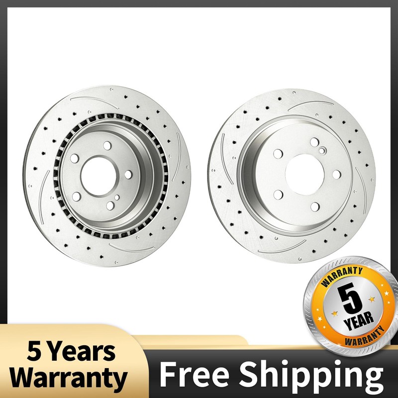 Zinc Plated Rear Drilled & Slotted Brake Rotors For Mercedes-Benz E350 GLK350