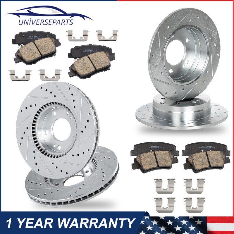 8PCS Front&Rear Disc Rotors Brakes Pads For 2011-2015 Hyundai Sonata Kia Optima