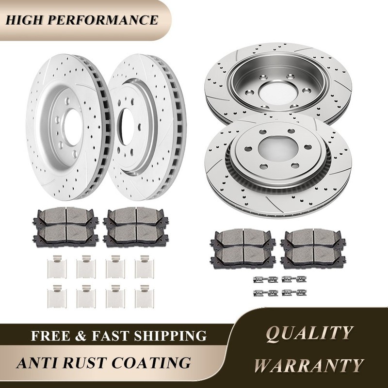 350mm (13.79 Inch) Front Rear Drilled Brake Rotors Brake Pads Kit for Ford F-150