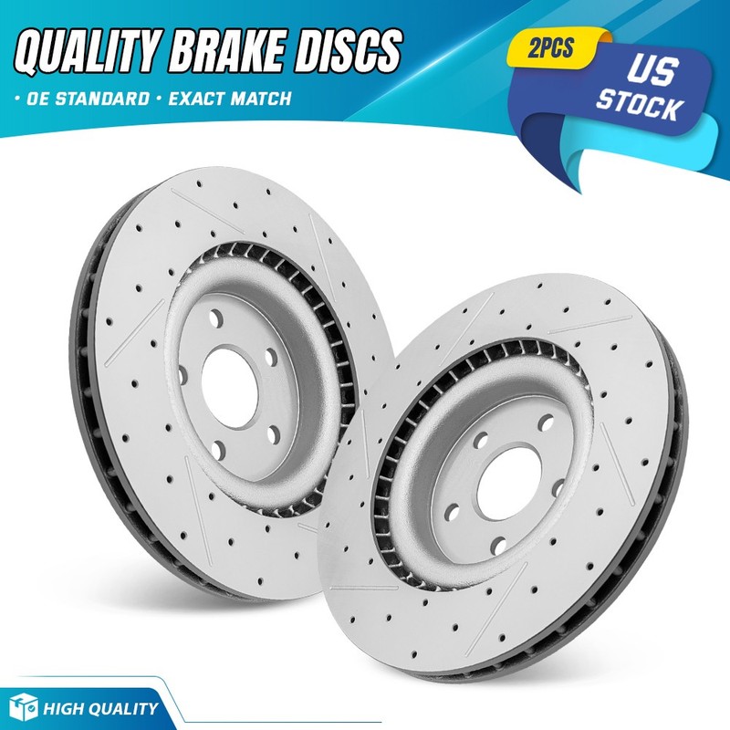 Pair Front Drilled Disc Brake Rotors Set 380mm For Durango Grand Cherokee