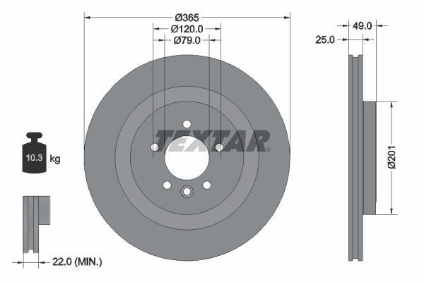 2x Brake Discs Set Rear Internally Vented Coated Fits Land Rover TEXTAR 92293003 gallery