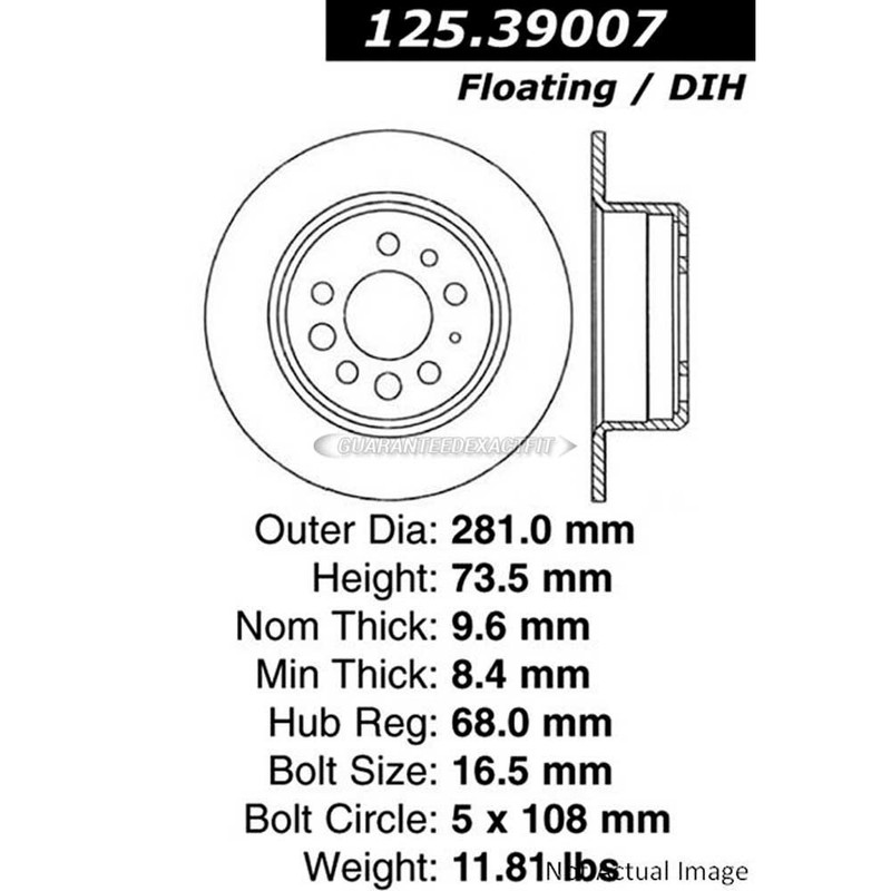 For Volvo 164 262 245 960 940 740 760 Centric Rear Brake Rotor Disc TCP