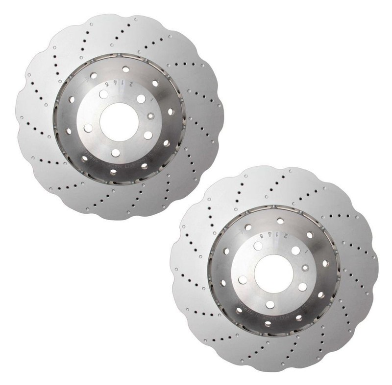 SHW Performance Pair Set of 2 Front 390mm Drilled Wavy Brake Disc Rotors for RS7