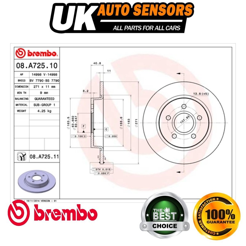 Fits Ford Focus 2010-2020 + Other Models Brembo Rear Brake Discs