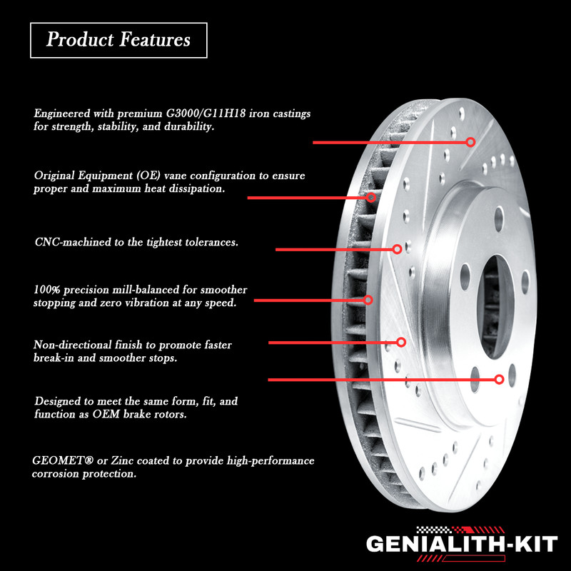 302mm Front Drilled Rotors + Brake Pads for Dodge Journey Grand Caravan Routan gallery
