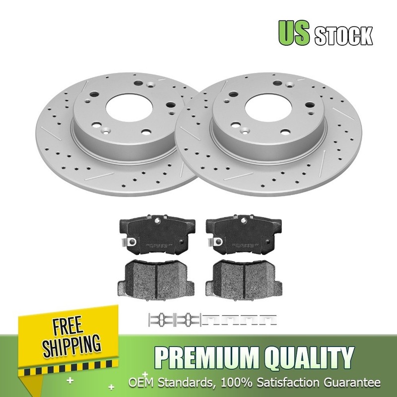 Rear Drilled Disc Brake Rotor Brake Pad for 2006-2015 Honda Civic Acura ILX CSX