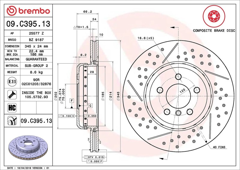 2x Brake Discs Pair Vented fits BMW 340 3.0 Rear 2015 on B58B30A 345mm Set New gallery