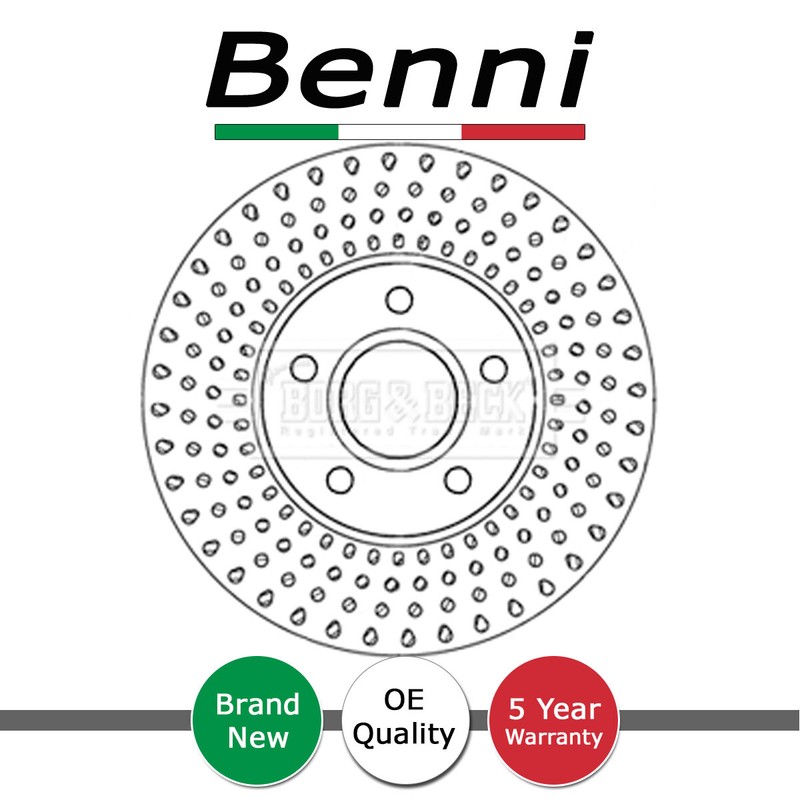 1x Brake Disc Front Benni Fits Volvo V40 2012-2016 1.6 D 31341642