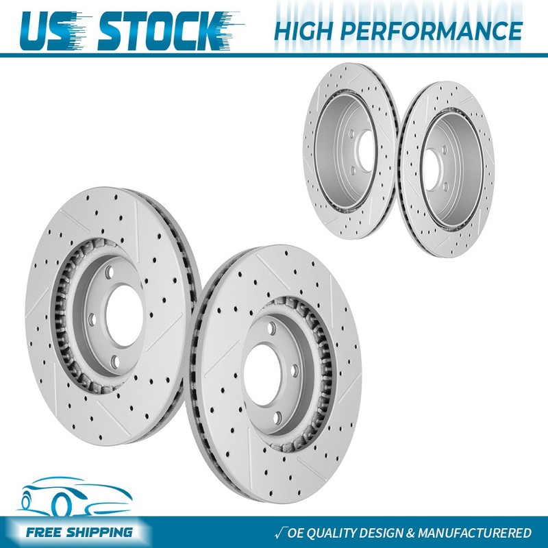 Front & Rear Disc Drilled Brake Rotors for 2007-2009 Ford Edge Lincoln MKX FWD