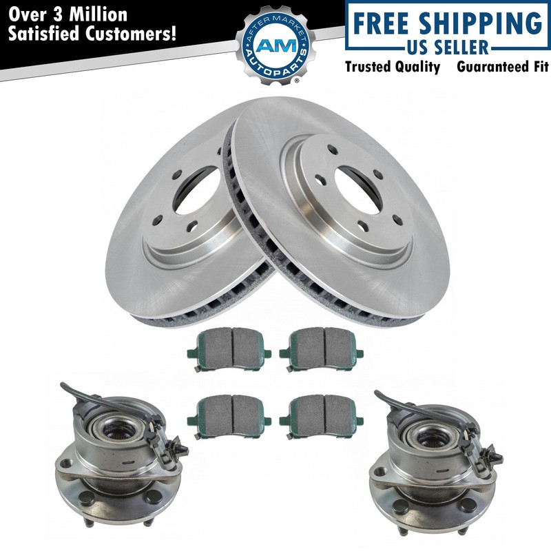 Front Ceramic Disc Brake Pad Rotor & Hub Kit w/Chemicals