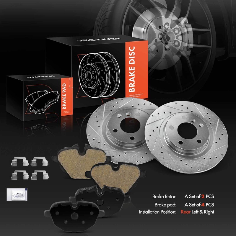 6pcs Rear Drilled Brake Rotor & Ceramic Brake Pad for BMW 2011-2017 X3 15-18 X4 gallery