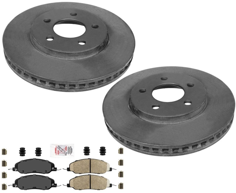 Front Carbon Performance Disc Brake Rotors & Brake Pads Fits Mustang 4.0L 05-10