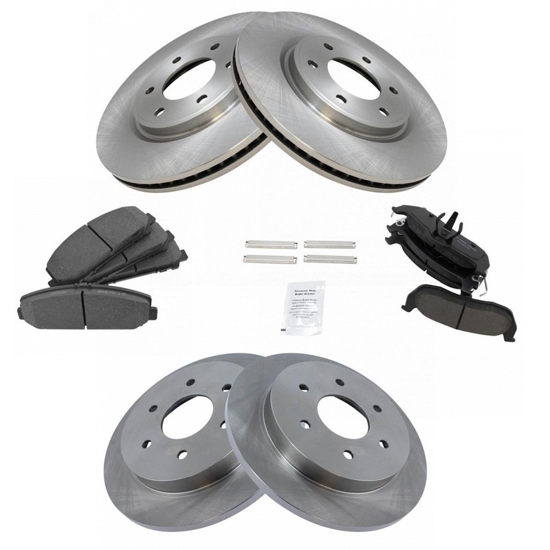 TRQ Rotor & Brake Pad Posi Ceramic Front & Rear Set for Nissan Armada Titan gallery
