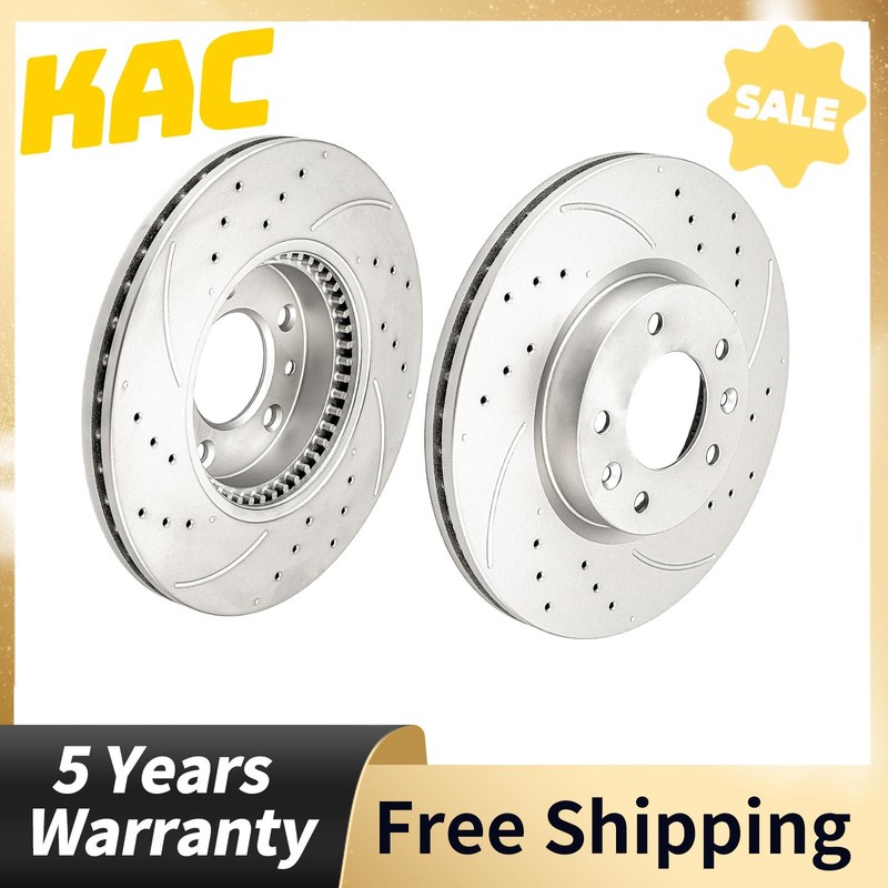 Front Drilled Slotted Brake Rotors Fits Ford Fusion Lincoln MKZ Mazda 6 Pair