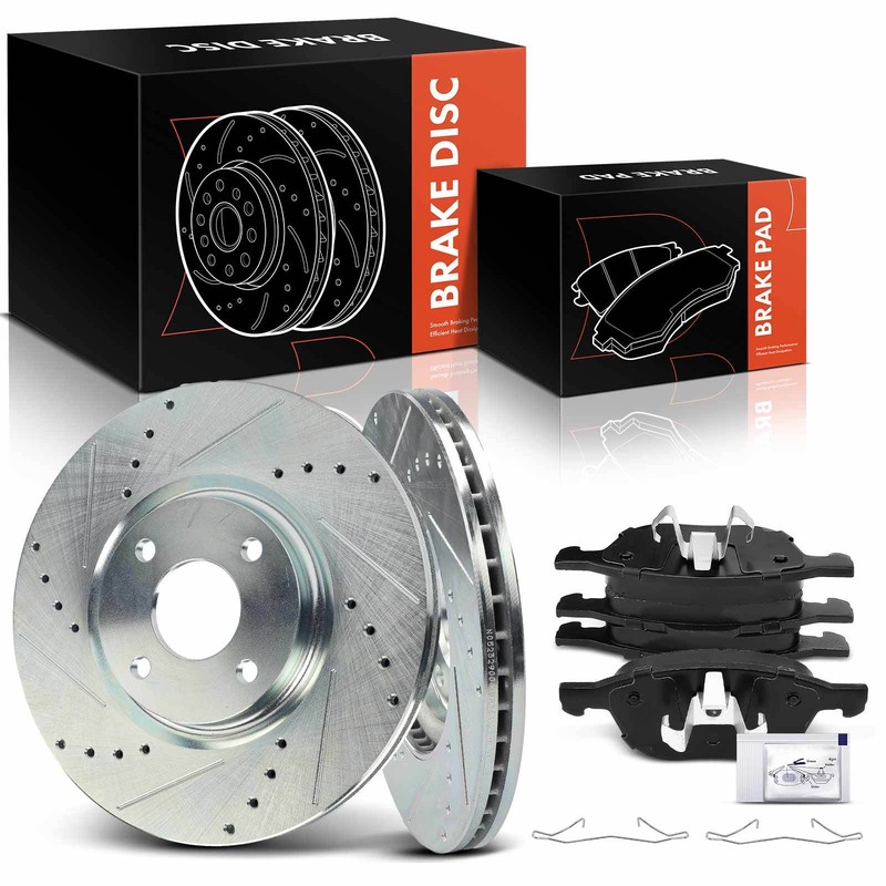 Drilled Brake Rotors + Ceramic Brake Pads for Ford EcoSport 2018-2020 Front Side
