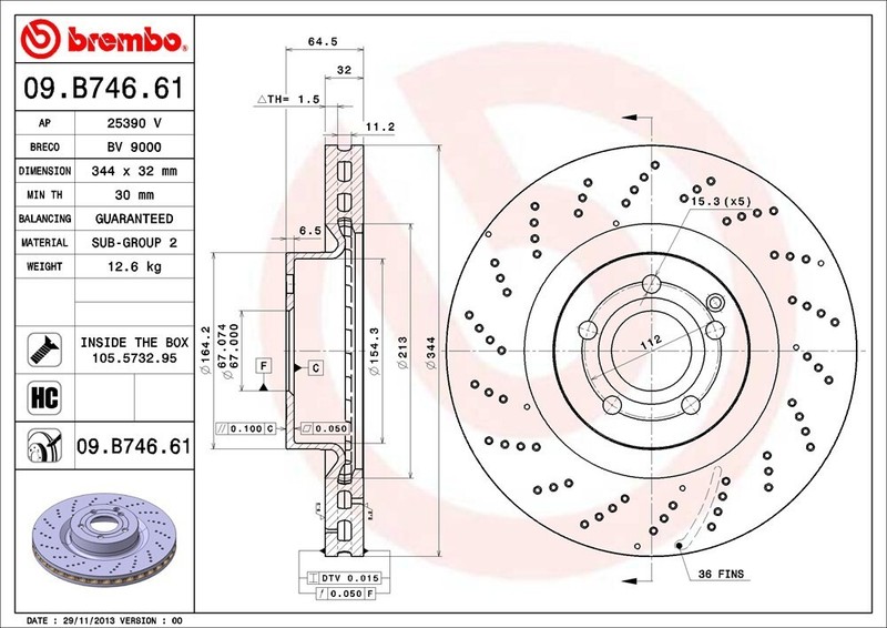 Brembo Front Disc Brake Rotor for E550, C250 (09.B746.61) gallery