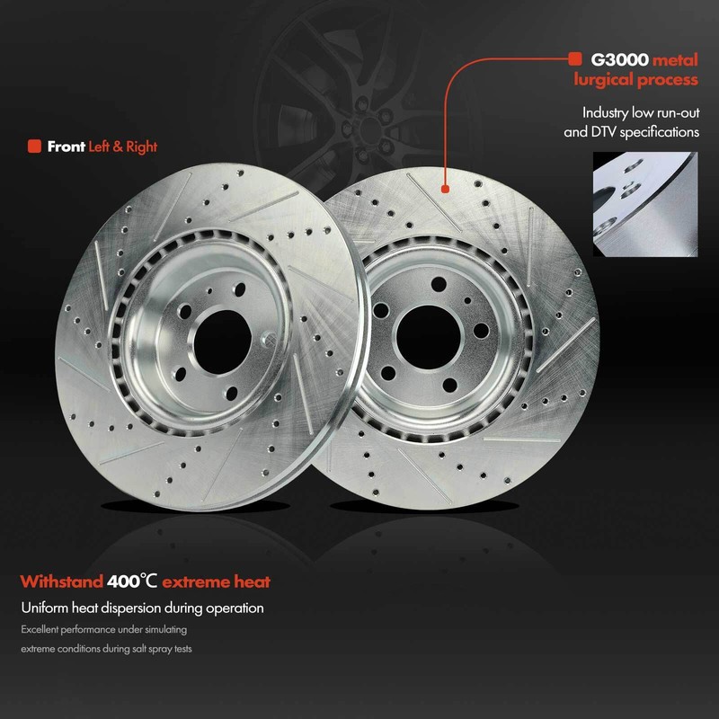 2x Drilled Brake Rotor for Audi A6 Quattro A7 Quattro Q5 S4 Porsche 345mm Front gallery