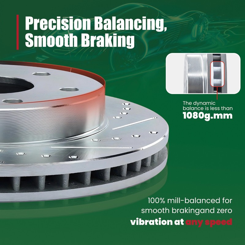Front Drilled Slotted Disc Brake Rotors for TOYOTA PRIUS PRIUS PLUG-IN 2010-2015 gallery