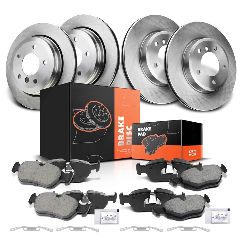 Front & Rear Disc Rotors & Ceramic Brake Pads for BMW 325xi 2001-2005 L6 2.5L