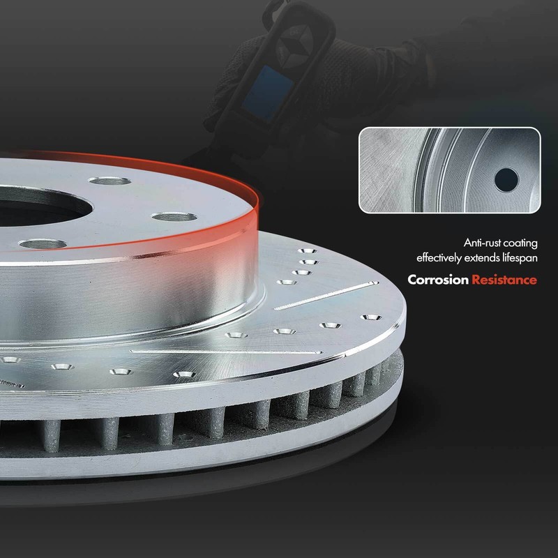 2Pcs Front LH & RH Side Drilled Brake Rotors for Ford F-250 350 450 Super Duty gallery