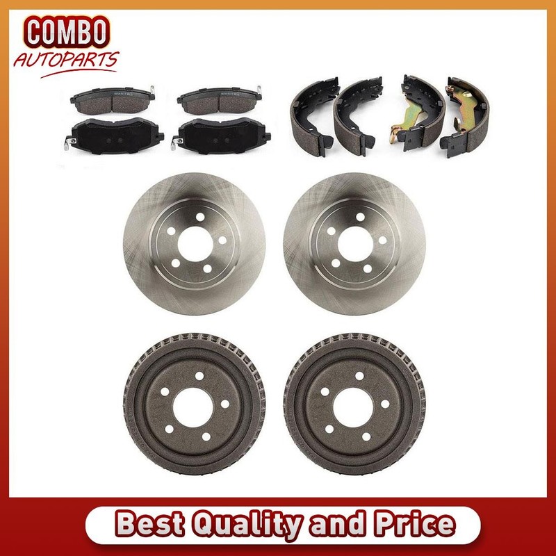 Front Rotors Pads Rear Drums & Shoes for 1998-2001 Hyundai Elantra