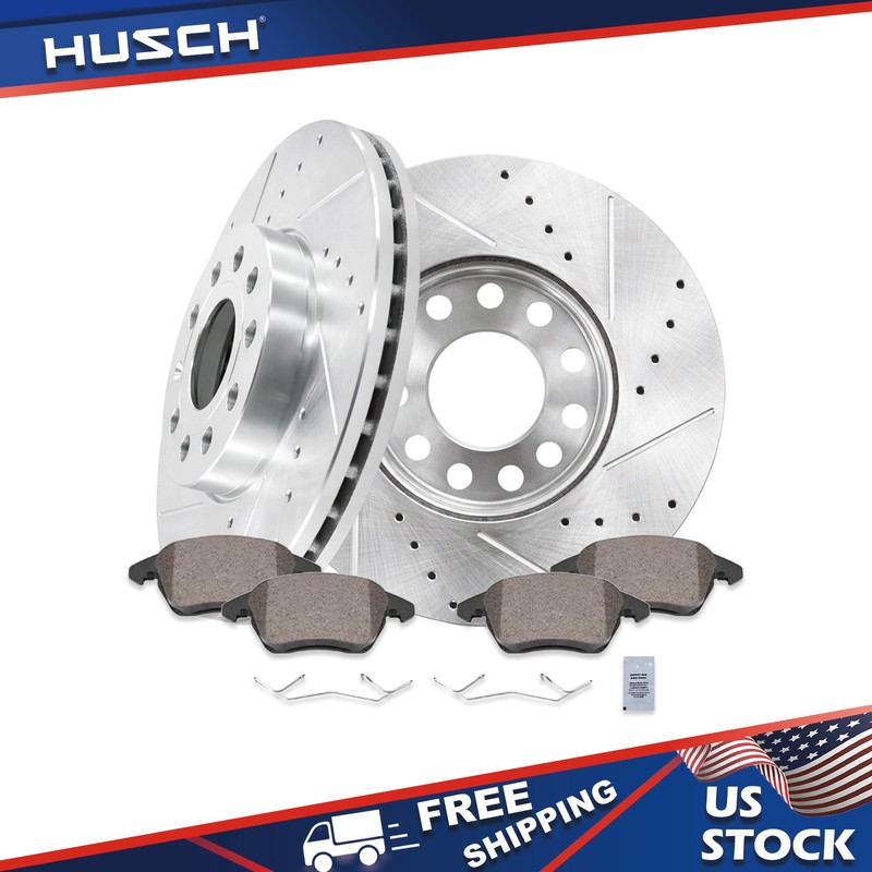 288mm-Front Drilled Brake Rotors Brake Pad For Audi A3 Quattro VW Jetta Golf Eos