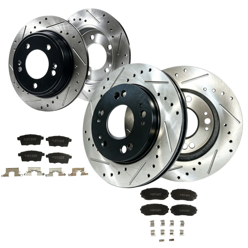 12.60″Front 12.79″Rear Drilled Rotor Brake Ceramic Pad Fit Mazda CX-9 2012-2015