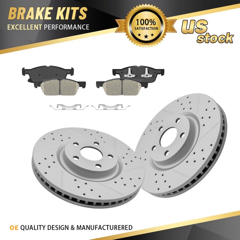Front Brake Rotors Ceramic Pads w/ Hardware for Ford Edge 2016-2019 2020
