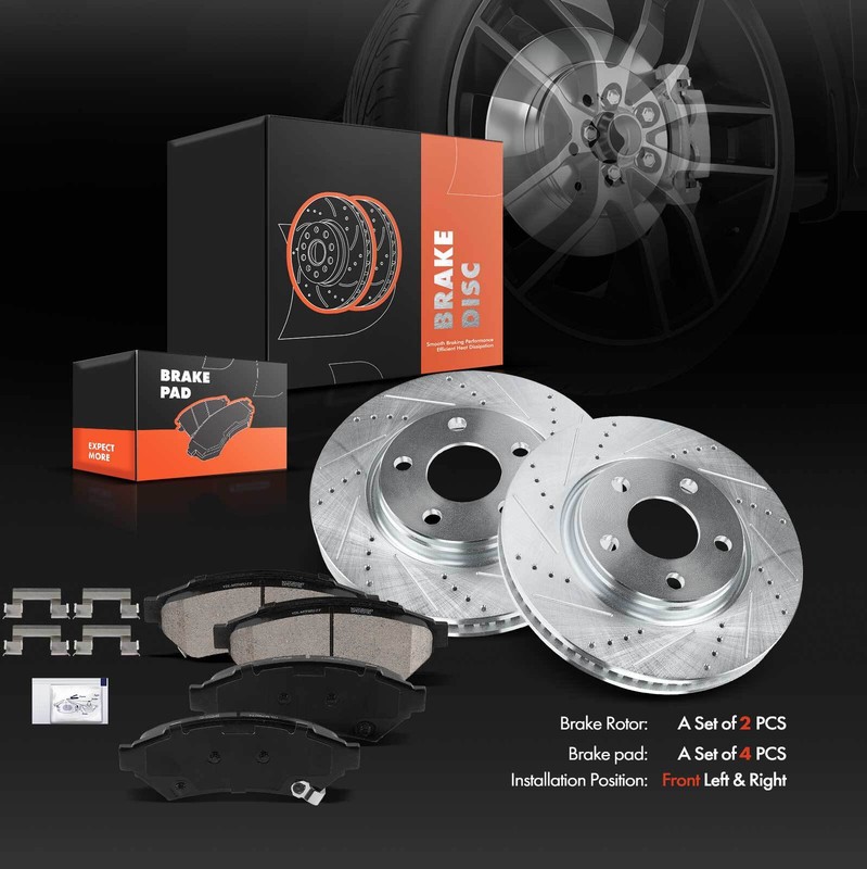 Front Drilled Brake Rotor & Ceramic Pads for Buick LaCrosse Chevrolet Pontiac gallery