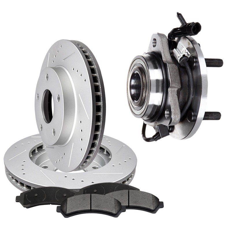 Front Brake Rotors & Wheel Ceramic Pads For 98-03 Chevy S10 98-00 Isuzu Hombre