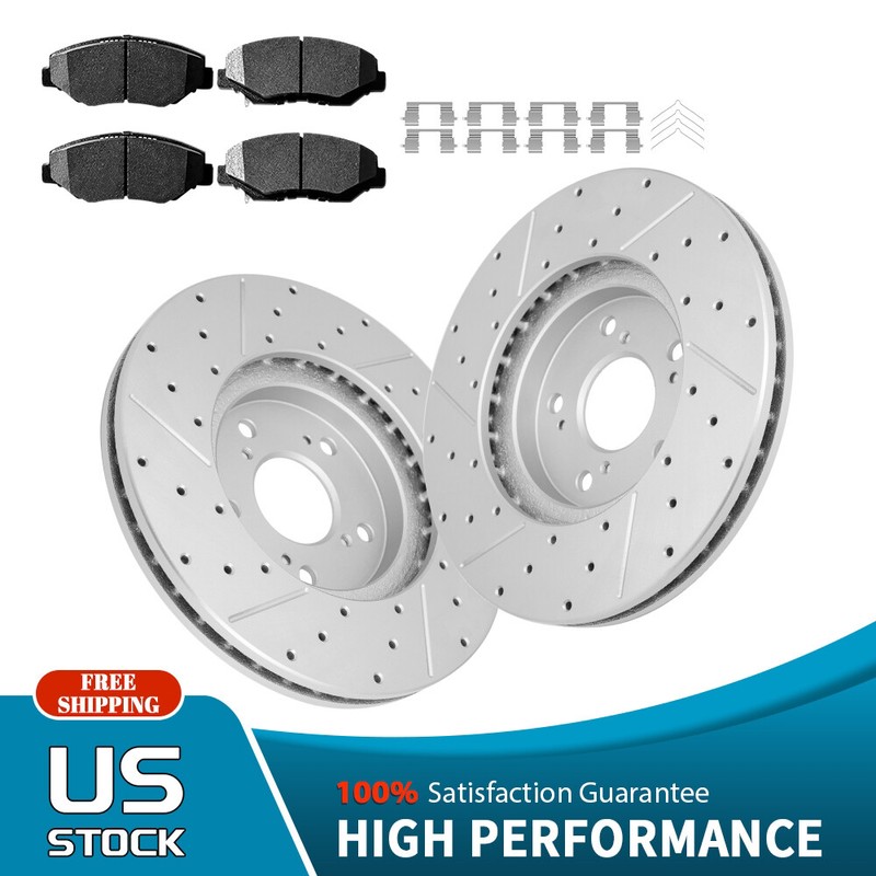For 2003 20004 2005 – 2008 Honda Pilot Front Drilled Rotors + Ceramic Brake Pads