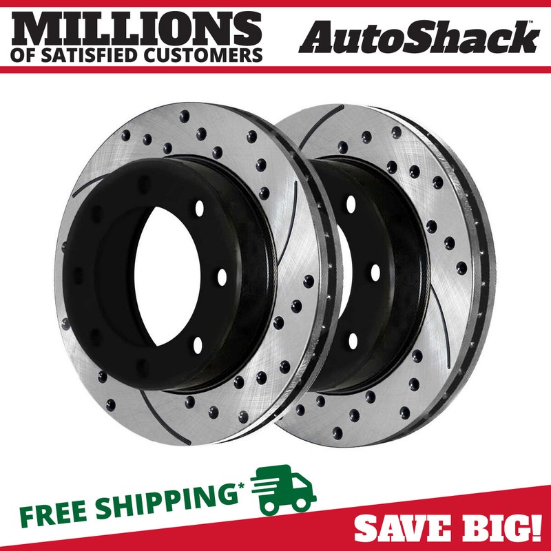 Rear Drilled Brake Rotors Black Pair 2 for Chevy Express 3500 Express 2500 6.0L