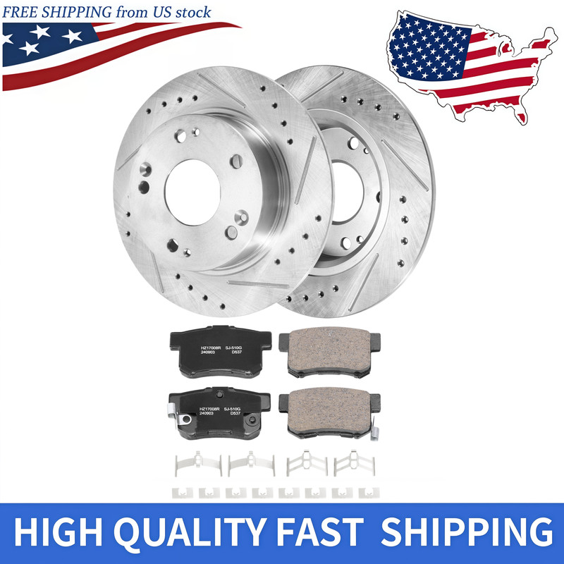 260mm REAR Drilled Disc Rotors Brake Pads for 2003 – 2007 Honda Accord Acura TSX