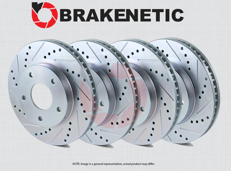 [FRONT+REAR] BRAKENETIC SPORT Drilled Slotted Brake Disc Rotors [V6] BSR84443
