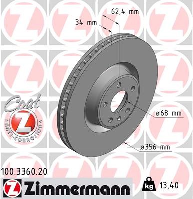 Zimmermann 100.3360.20 Brake Disc for Audi