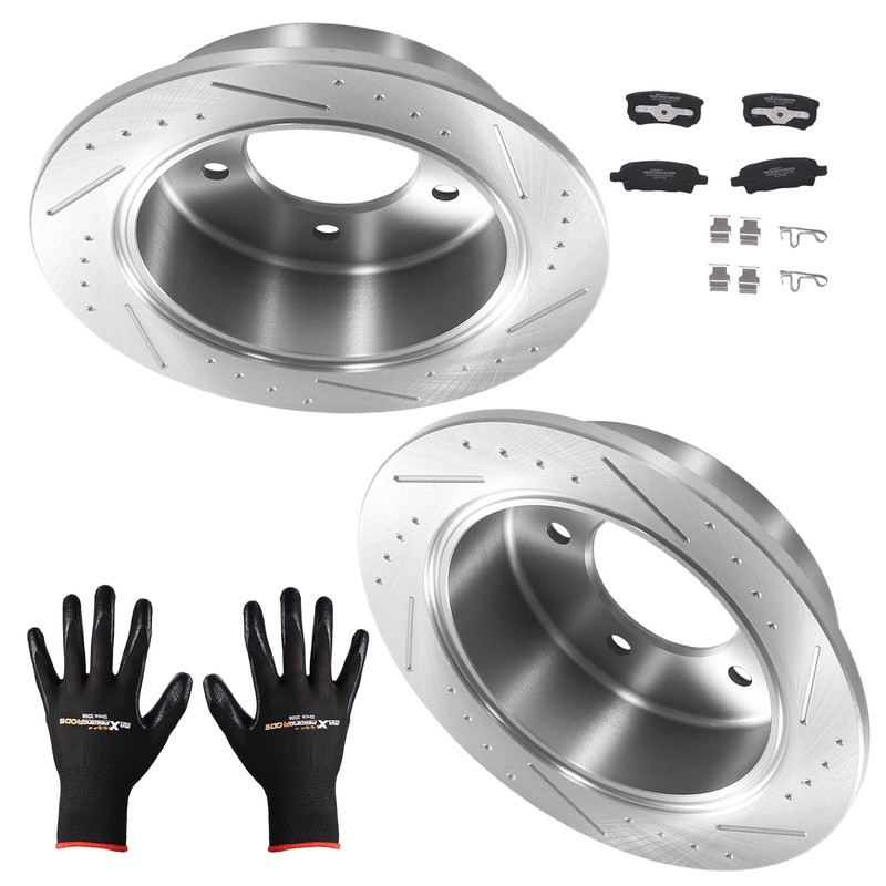 Rear Disc Brake Rotors Ceramic Pads for Jeep Compass 2007-17 Chrysler 200 11-14