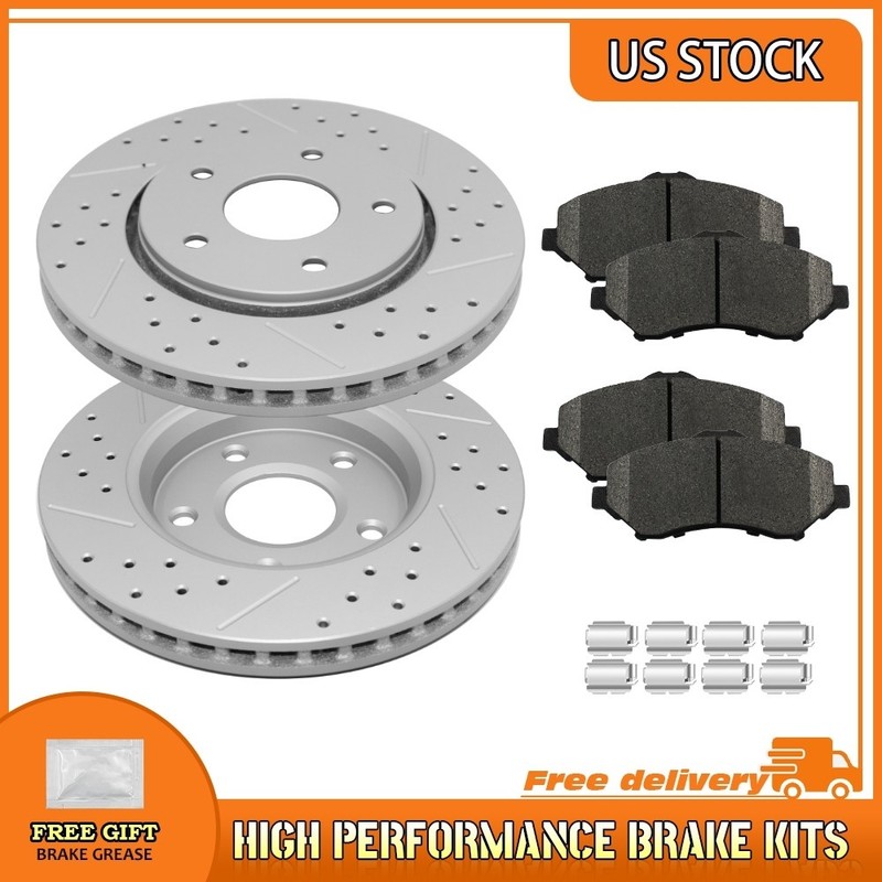 Front Drilled Brake Rotor Ceramic Pad For Chrysler Town & Country Grand Caravan