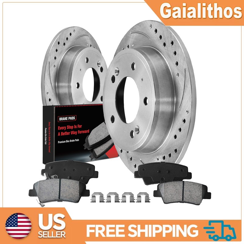 262mm Rear Brake Rotors & Ceramic Pads for Hyundai Elantra Veloster Kia Soul