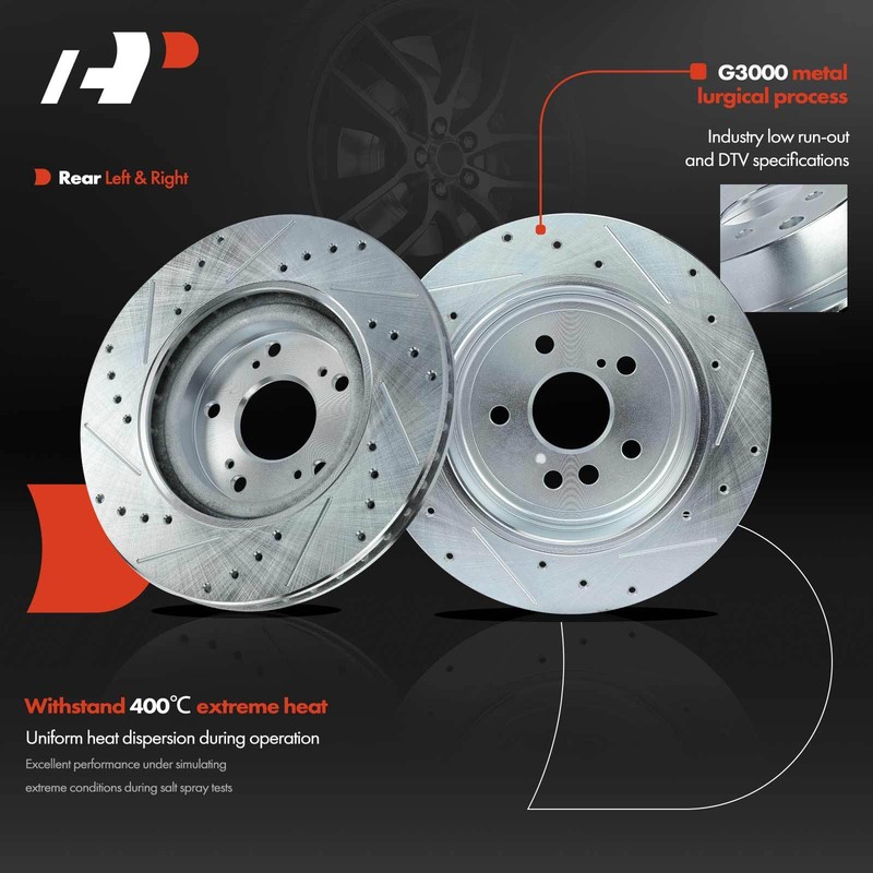 A-Premium Rear Drilled Rotors & Brake Pads for Toyota RAV4 4 Wheel Disc 303mm gallery