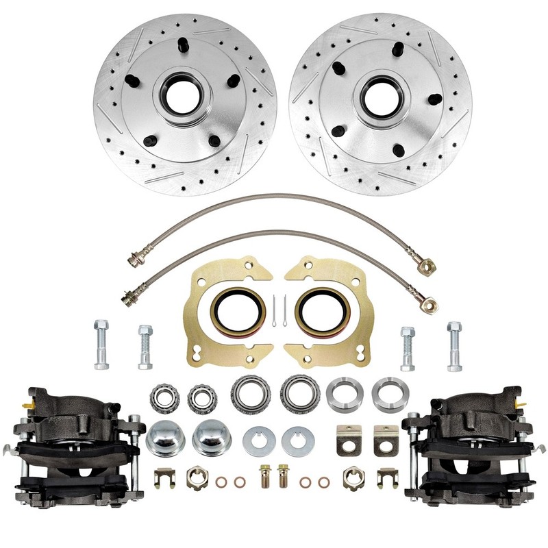 9.25" GM Metric Disc Brake Kit, Drilled/Slotted, Fits 49-54 Chevy Car, 5x4.5" BP gallery